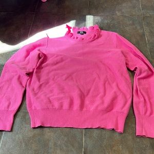 Pink J Crew sweater with ruffle collar - size medium